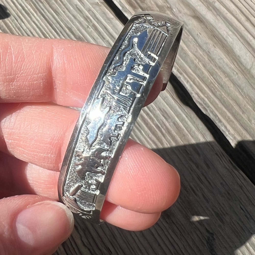 Vintage Sterling Silver storyteller cuff bracelet